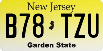 NJ license plate B78TZU
