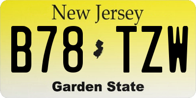 NJ license plate B78TZW