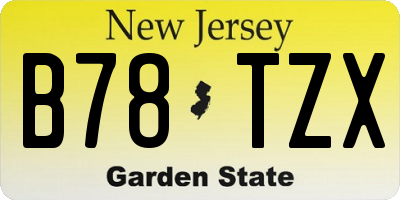 NJ license plate B78TZX