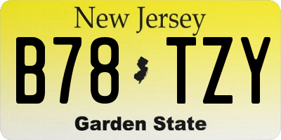 NJ license plate B78TZY