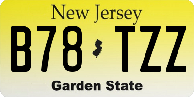 NJ license plate B78TZZ