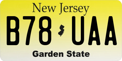 NJ license plate B78UAA