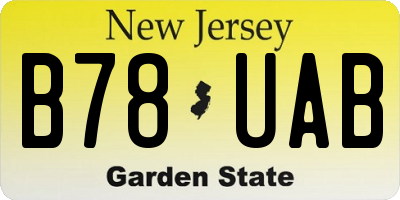 NJ license plate B78UAB