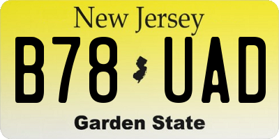 NJ license plate B78UAD