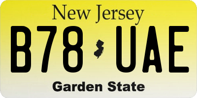 NJ license plate B78UAE