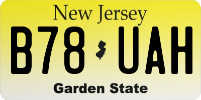 NJ license plate B78UAH