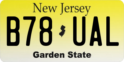 NJ license plate B78UAL
