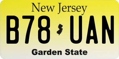NJ license plate B78UAN