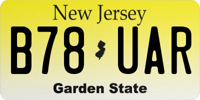 NJ license plate B78UAR