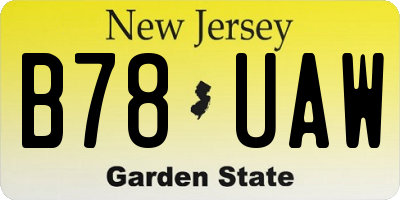 NJ license plate B78UAW