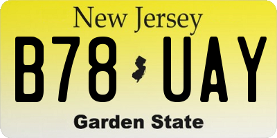 NJ license plate B78UAY