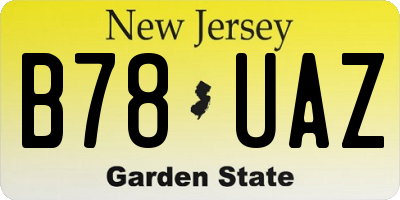 NJ license plate B78UAZ