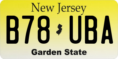 NJ license plate B78UBA