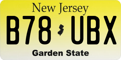 NJ license plate B78UBX