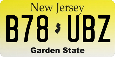 NJ license plate B78UBZ
