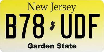 NJ license plate B78UDF