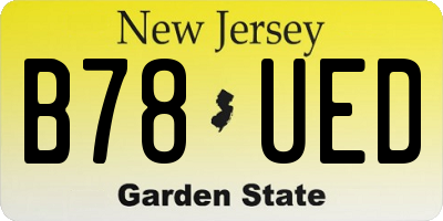 NJ license plate B78UED