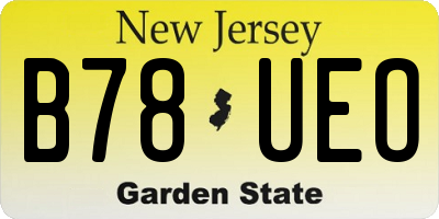 NJ license plate B78UEO
