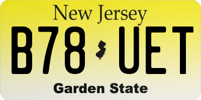 NJ license plate B78UET