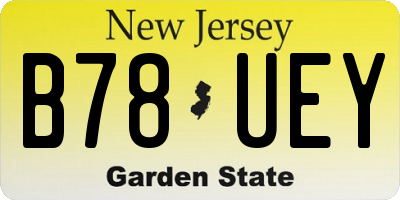 NJ license plate B78UEY