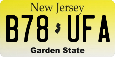 NJ license plate B78UFA