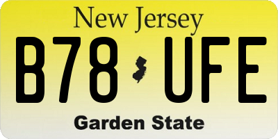 NJ license plate B78UFE