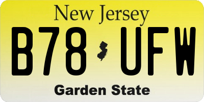 NJ license plate B78UFW