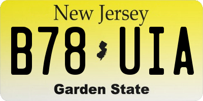 NJ license plate B78UIA
