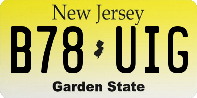 NJ license plate B78UIG