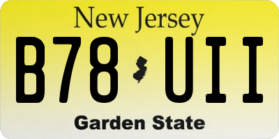 NJ license plate B78UII
