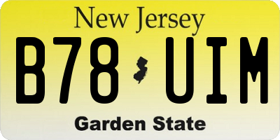 NJ license plate B78UIM