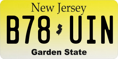 NJ license plate B78UIN