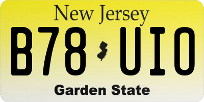 NJ license plate B78UIO