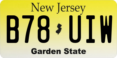 NJ license plate B78UIW