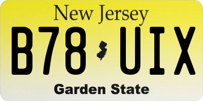 NJ license plate B78UIX