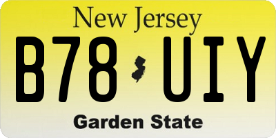 NJ license plate B78UIY