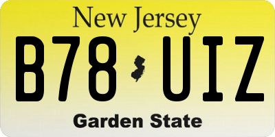 NJ license plate B78UIZ