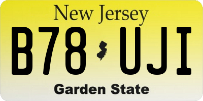 NJ license plate B78UJI