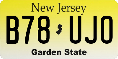 NJ license plate B78UJO