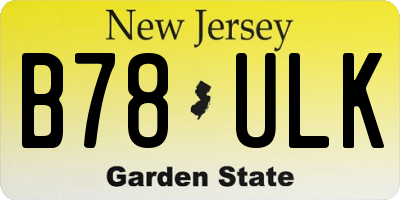 NJ license plate B78ULK
