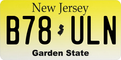 NJ license plate B78ULN