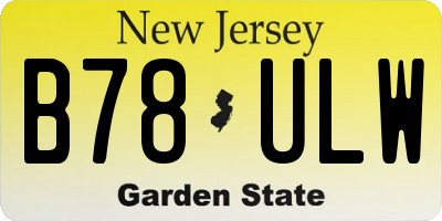 NJ license plate B78ULW
