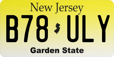 NJ license plate B78ULY