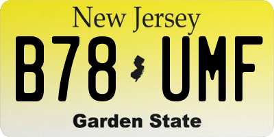 NJ license plate B78UMF