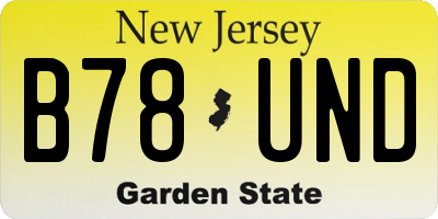 NJ license plate B78UND