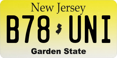 NJ license plate B78UNI