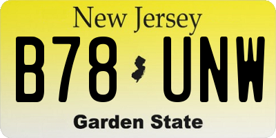 NJ license plate B78UNW