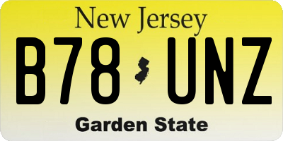 NJ license plate B78UNZ