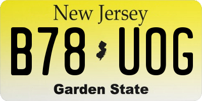 NJ license plate B78UOG