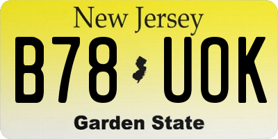NJ license plate B78UOK